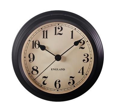 นาฬิกาเหล็ก เส้นผ่าศูนย์กลาง 8 นิ้ว Style อังกฤษ สีดำด้าน เครื่องญี่ปุ่น รับประกัน 1 ปี